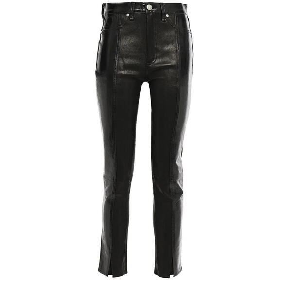 Rag & Bone Evelyn Black Leather Cropped Pants, Size 24, Retail $1167.00 - Picture 5 of 8